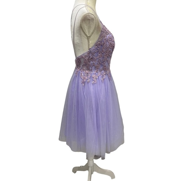 Coya Collection New XS Floral Embroidered Open V Back Tulle Fit and Flare Dress - Picture 6 of 14